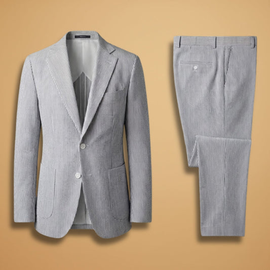 Classic 2-Piece Suit with Patterned Fabric and Slim Lapels - Modish World