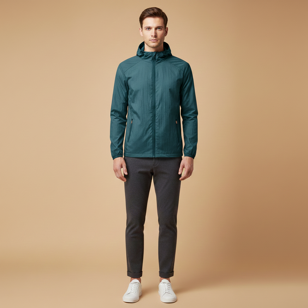 Waterproof Hooded Mens Zip Up Jacket
