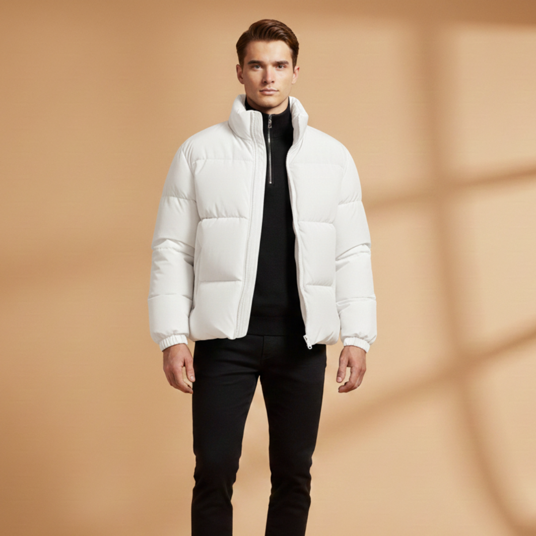 Warm Waterproof Parka with Hood and Zip Pockets