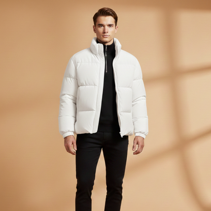 Warm Waterproof Parka with Hood and Zip Pockets
