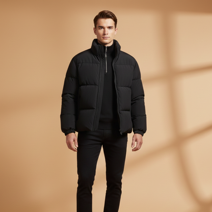 Warm Waterproof Parka with Hood and Zip Pockets