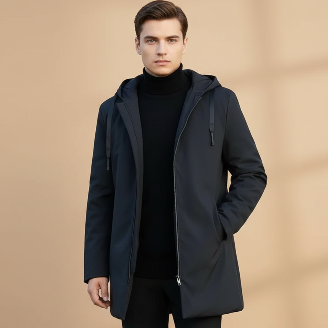Warm Waterproof Men's Coat with Zip Pockets