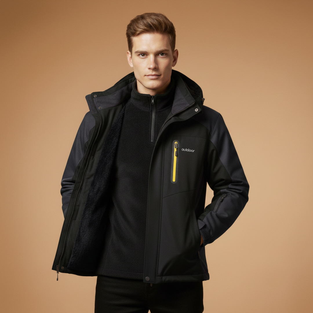 Waterproof Men's Parka Jacket with Hood and Pockets