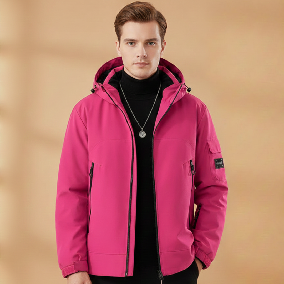 Warm Waterproof Men's Snow Jacket with Hood