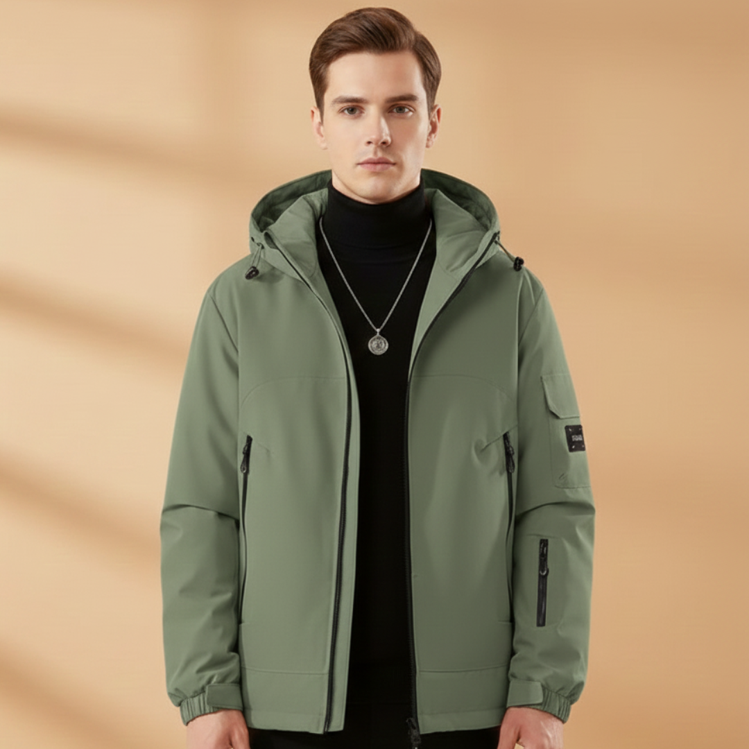 Warm Waterproof Men's Snow Jacket with Hood