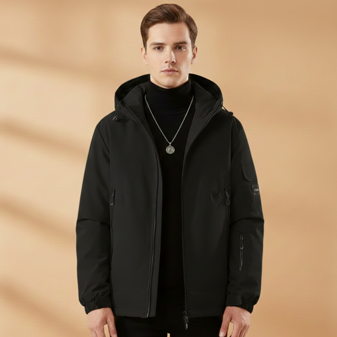 Warm Waterproof Men's Snow Jacket with Hood