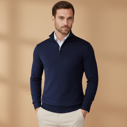 Men's Zip Neck Ribbed Crew Sweater