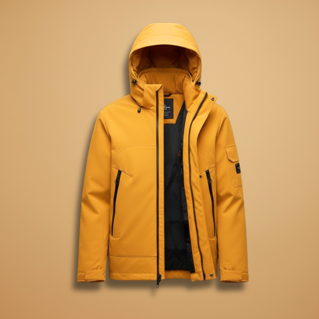 Waterproof Men's Ski Jacket with Hood and Zip Pockets → Warm Waterproof Ski Jacket with Hood - Modish World
