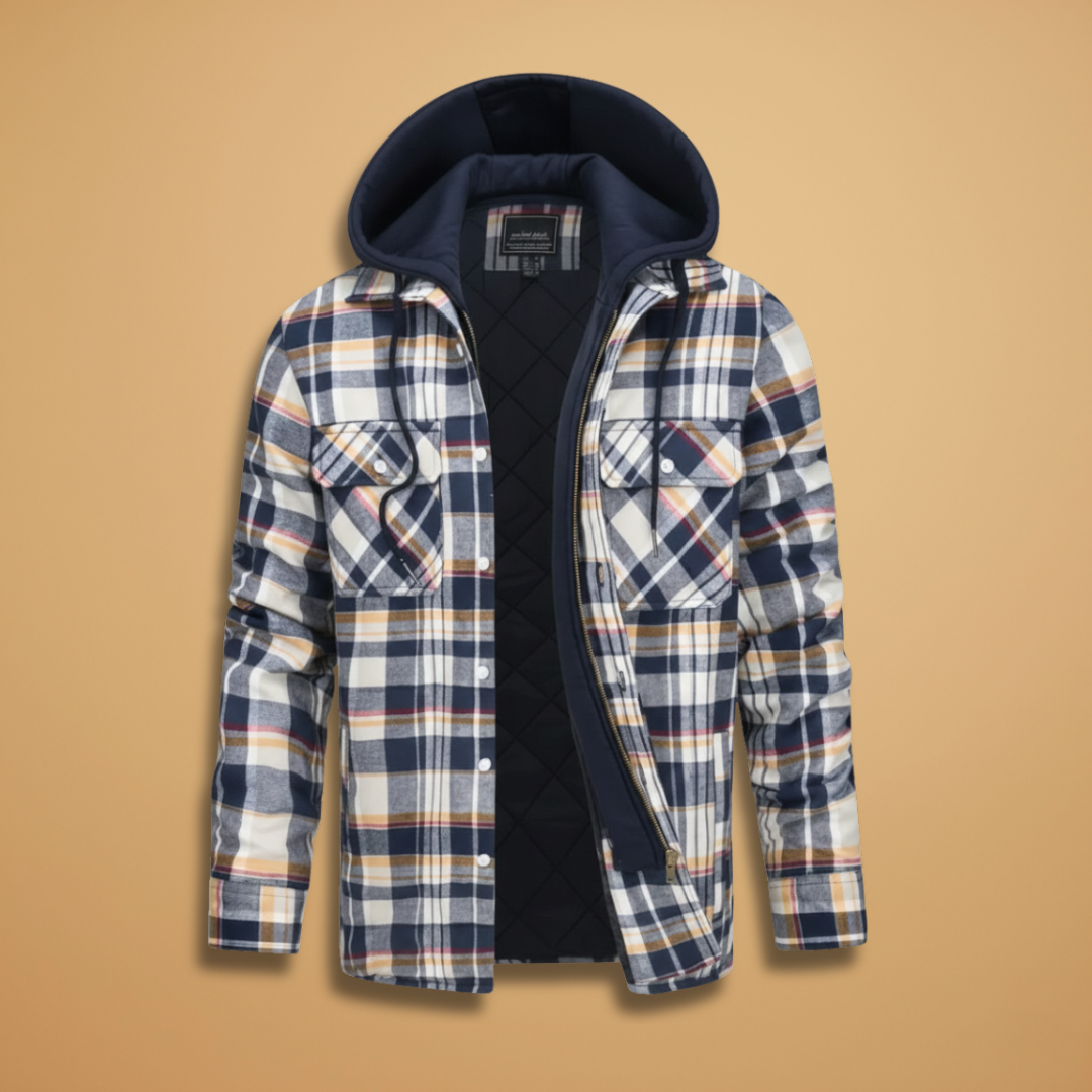 Men's Zip Up Hooded Plaid Jacket - Modish World