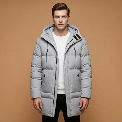 Waterproof Quilted Hooded Mens Parka Coat