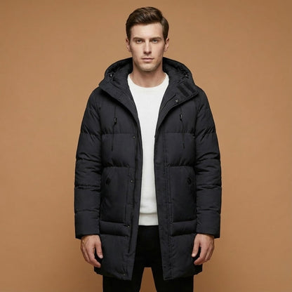 Waterproof Quilted Hooded Mens Parka Coat
