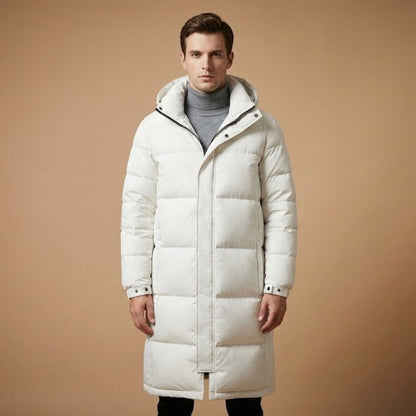 Warm Men's Quilted Down Jacket with Hood
