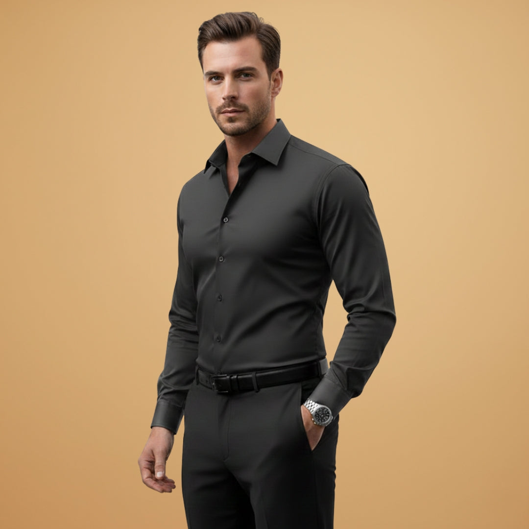 Men's Fit Dress Shirt with Point Collar Buttons