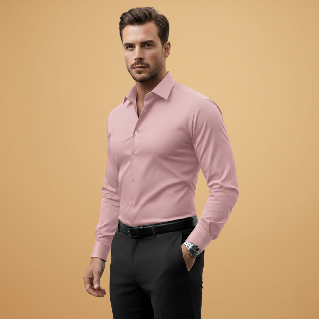 Men's Fit Dress Shirt with Point Collar Buttons