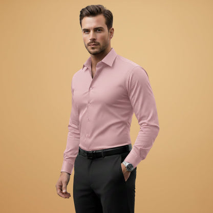 Men's Fit Dress Shirt with Point Collar Buttons
