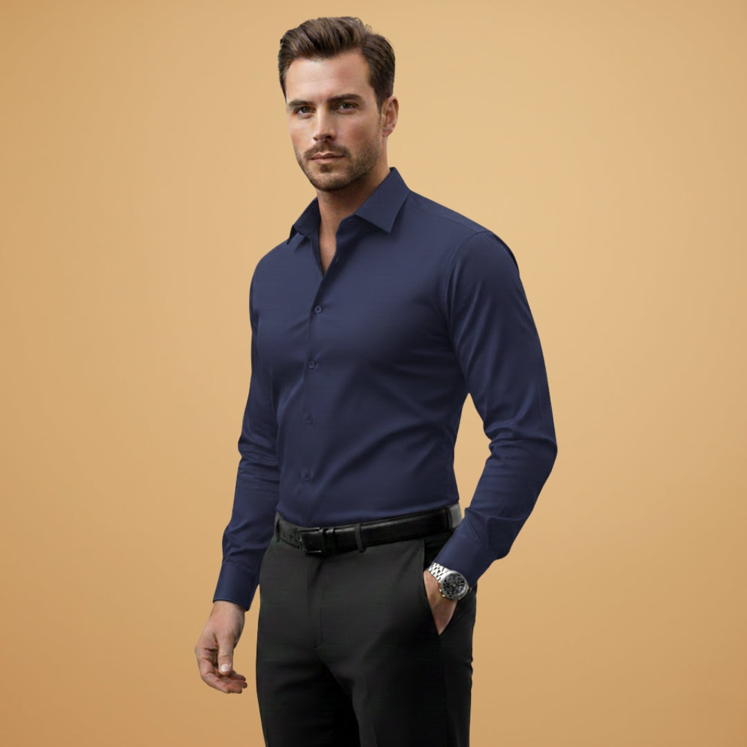 Men's Fit Dress Shirt with Point Collar Buttons