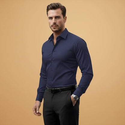Men's Fit Dress Shirt with Point Collar Buttons