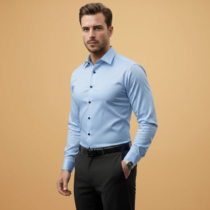 Men's Fit Dress Shirt with Point Collar Buttons