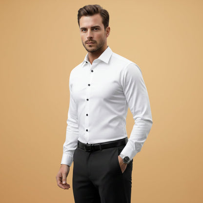 Men's Fit Dress Shirt with Point Collar Buttons