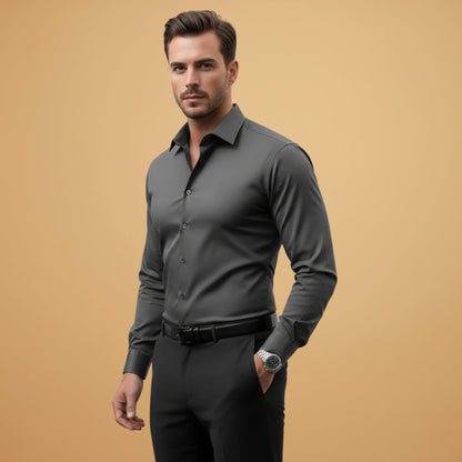 Men's Fit Dress Shirt with Point Collar Buttons