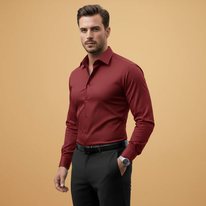 Men's Fit Dress Shirt with Point Collar Buttons