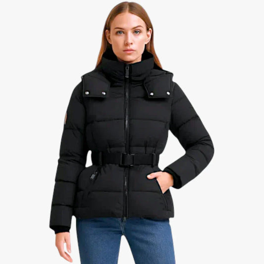 Warm Waterproof Women's Puffer Coat with Belt - ModishWorld