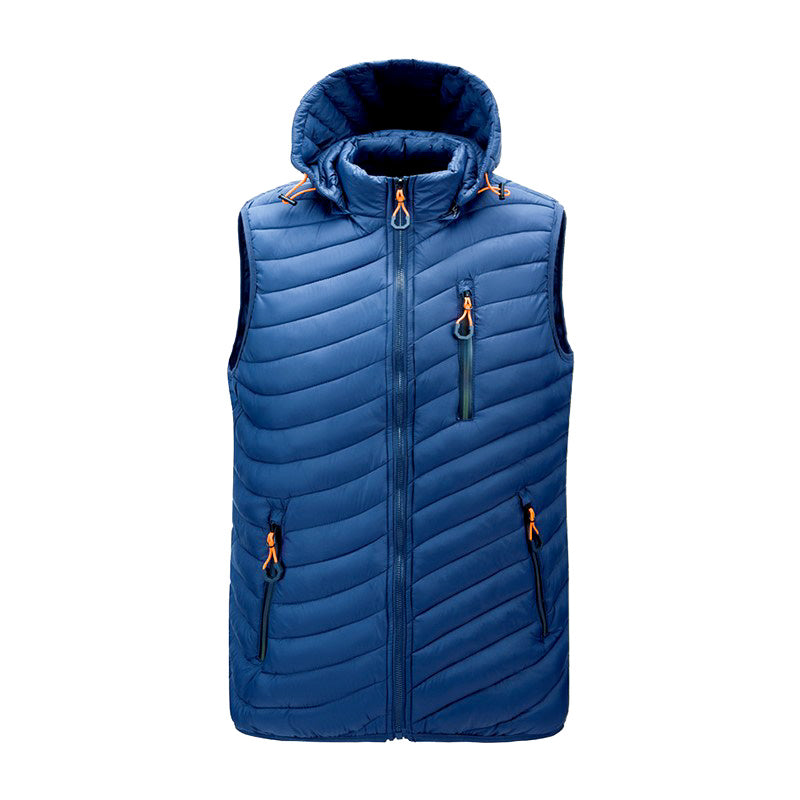 Men's Hooded Vest with Zip Pockets