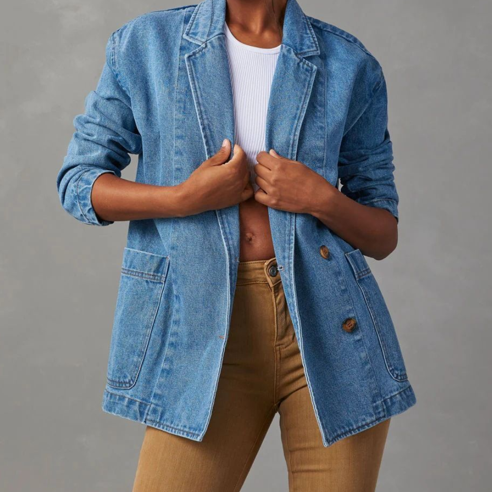 Relaxed Fit Women's Casual Blue Jean Vest - ModishWorld