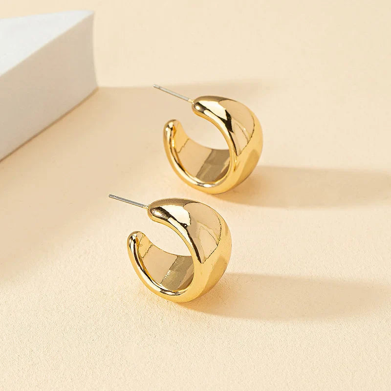 Elegant Gold and Silver Tapered Crescent Earrings
 - ModishWorld