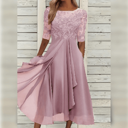 Beautiful Mid Length Dress with Flowy Ruffle Sleeves
