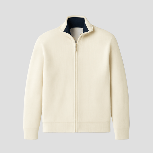 Warm Crew Neck Full Zip Knitted Sweater - Modish World