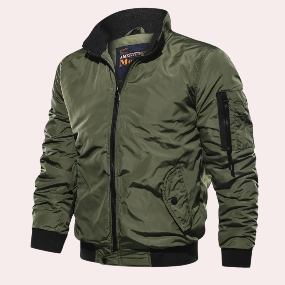 Men's Zip Up Jacket with Ribbed Cuff Detail - ModishWorld