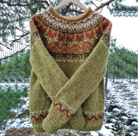 Warm Crew Neck Knitted Sweater - ModishWorld