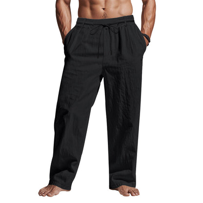 Relaxed Fit Cotton Pants for Men with Elastic Waist