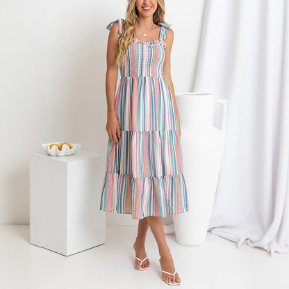 Women's Pastel Pink Floral Midi Sundress