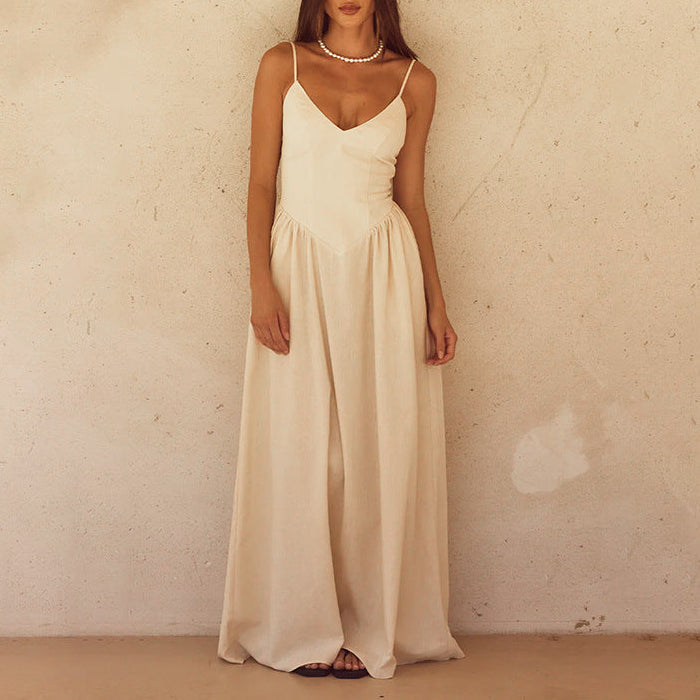 Elegant V Neck Sundress for Women Summer Casual - ModishWorld