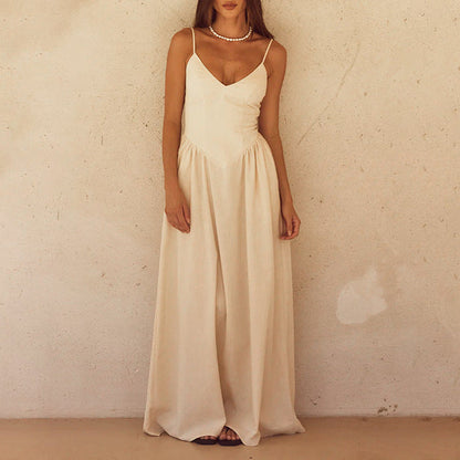 Elegant V Neck Sundress for Women Summer Casual - ModishWorld