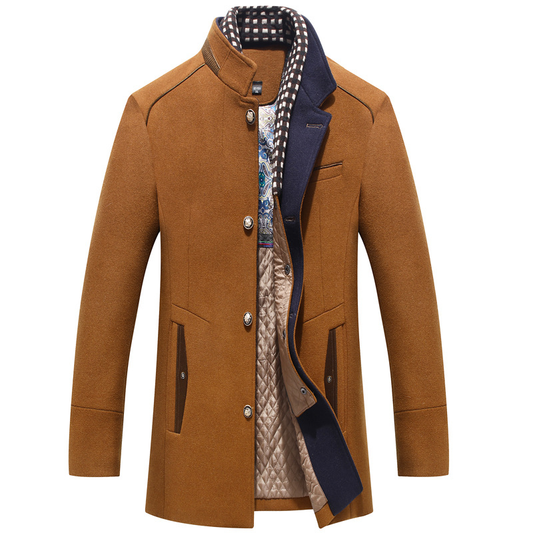 Warm Wool Pea Coat with Detachable Collar - Modish World