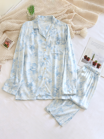 Ladies' Pajama Set - Pretty Floral Print Classic Style
