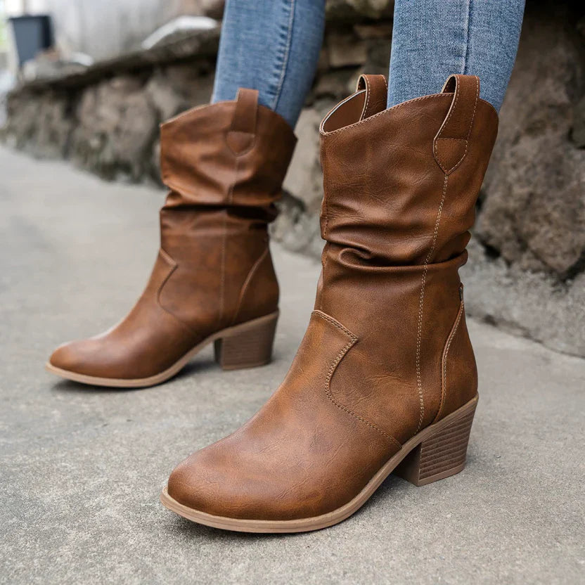 Women's Western Boots - Classic Low Heel Ankle Boots