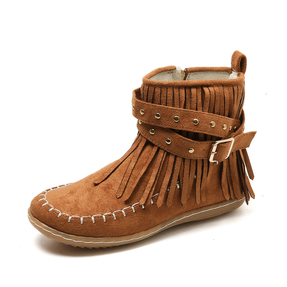 Women's Western Fringe Ankle Boots with Studs
