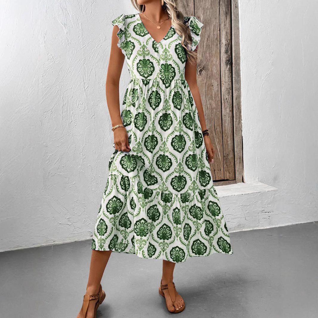 Ladies Floral Midi Dress - Lightweight, Casual Summer - ModishWorld