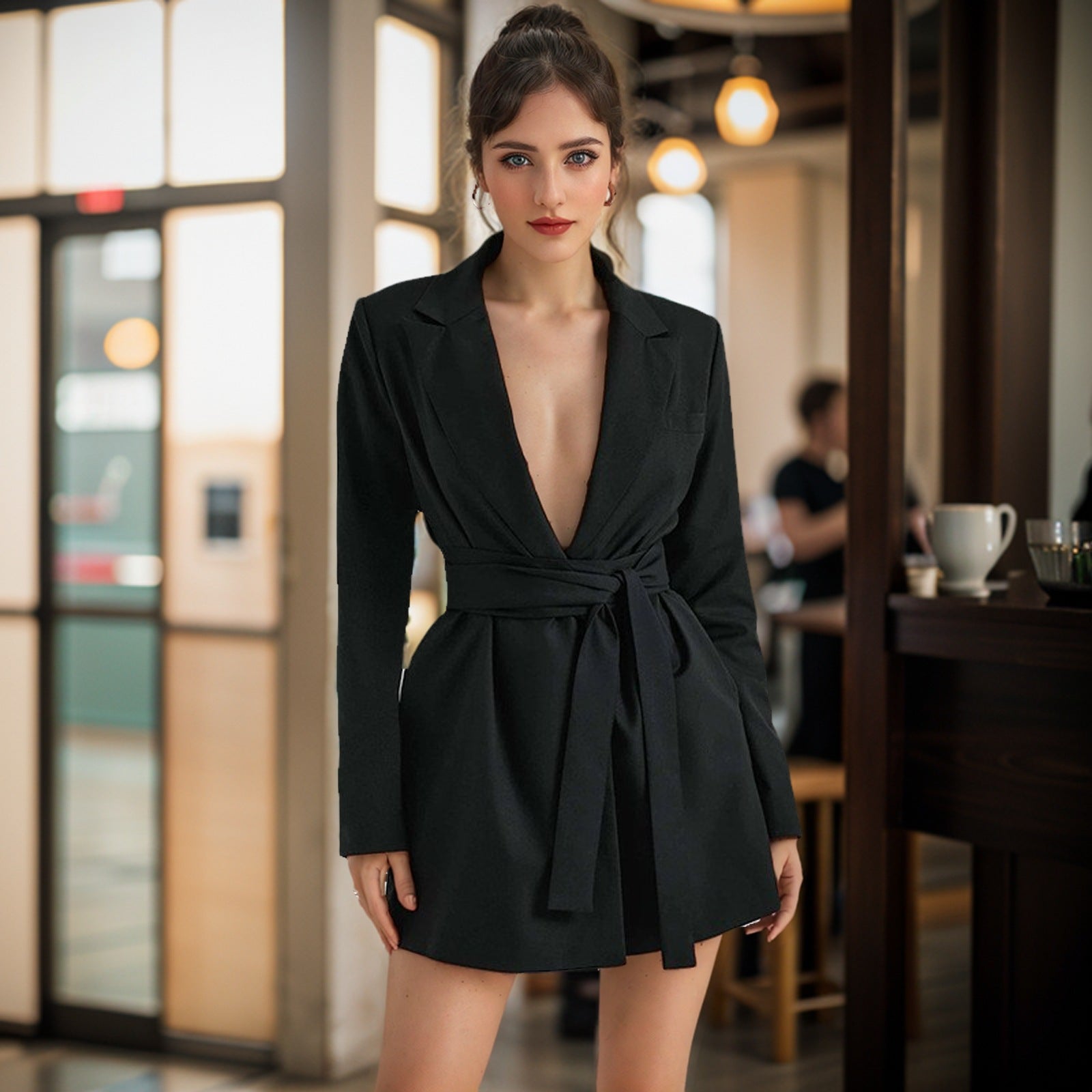 Women's Chic Black Fit Blazer Dress - ModishWorld