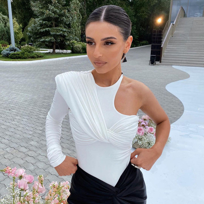 Women's Off Shoulder Bodysuit with Asymmetrical Design - ModishWorld