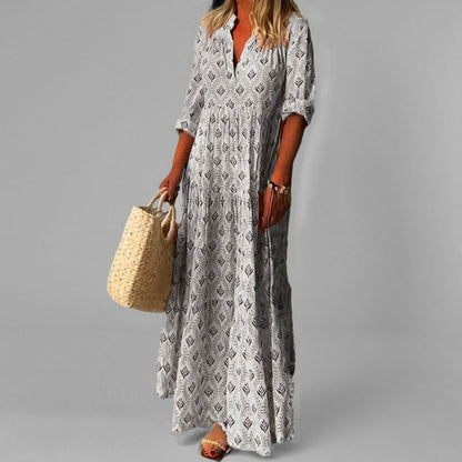 Trendy Floral V-Neck Long Maxi Dress