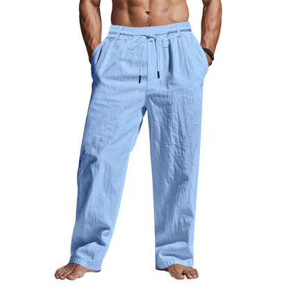 Relaxed Fit Cotton Pants for Men with Elastic Waist