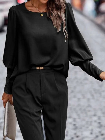 Relaxed Fit Womens Blouse with Puff Sleeves