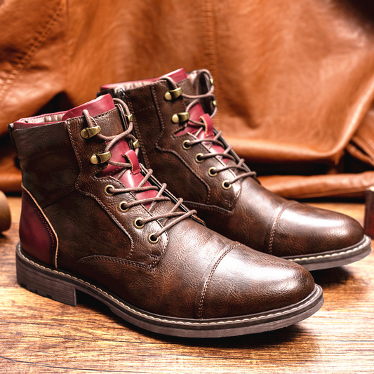 Classic Men's Lace Up Ankle Boots with Zipper - Modish World
