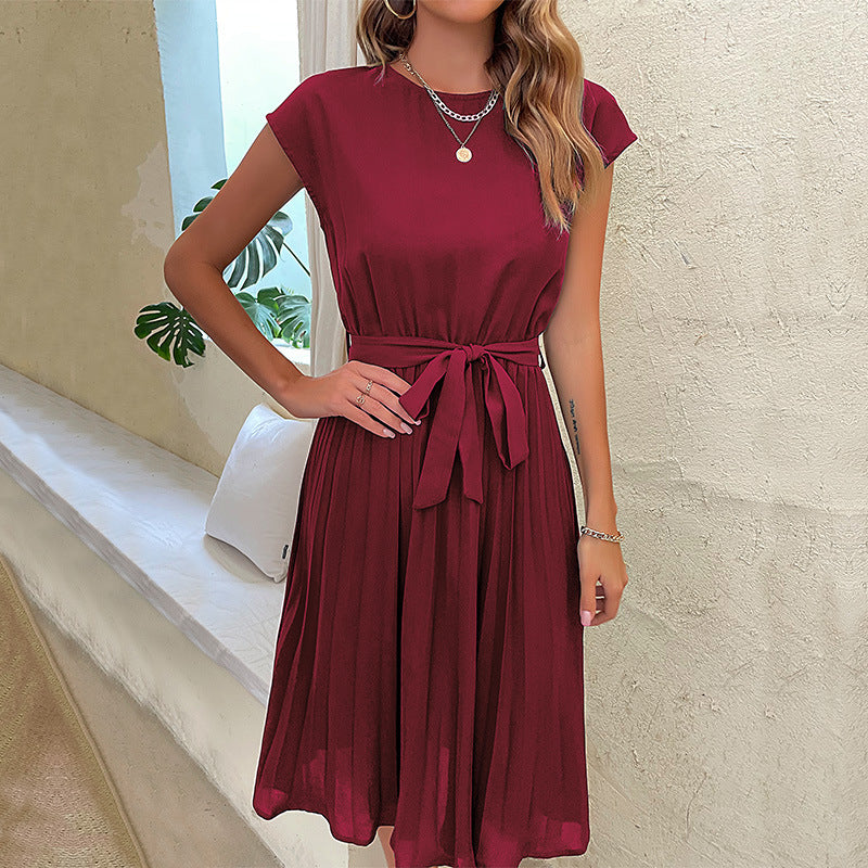 Flared Waist Tie Midi Dress for Women