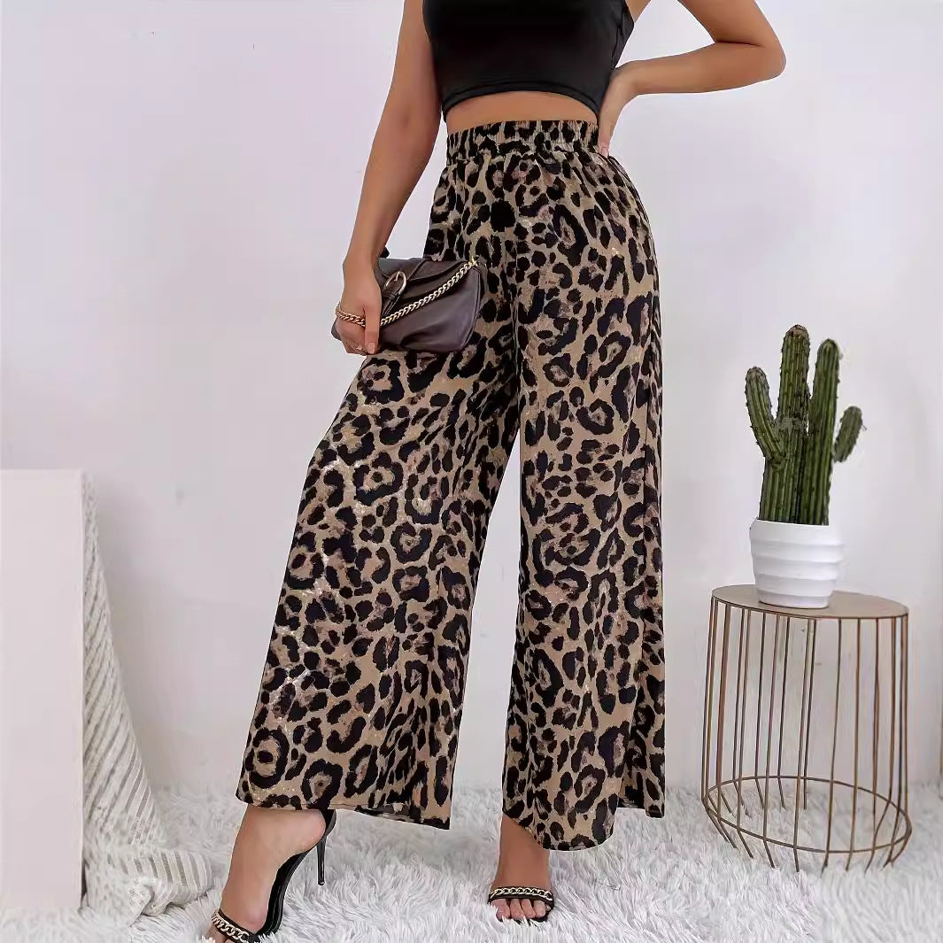 Comfortable Leopard Print Wide Leg Pants - ModishWorld